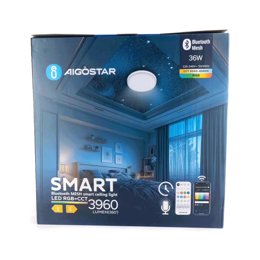 Aigostar - LED loftlampe m. RGBW-farver dæmpbar MESH LED/36W/230V 3000-6500K + fjernbetjening
