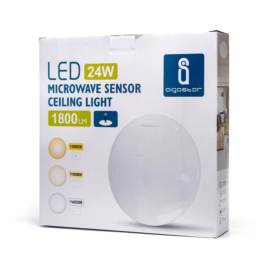 Aigostar - LED loftlampe med sensor LED/24W/230V 3000K