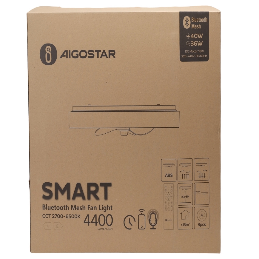 Aigostar - LED Loftlampe med ventilator dæmpbar MESH LED/40W/230V 2700-6500K sort + fjernbetjening