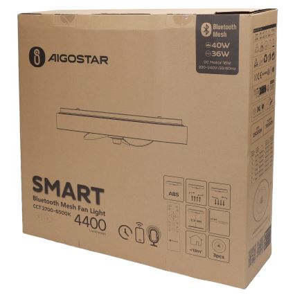 Aigostar - LED Loftlampe med ventilator dæmpbar MESH LED/40W/230V 2700-6500K sort + fjernbetjening