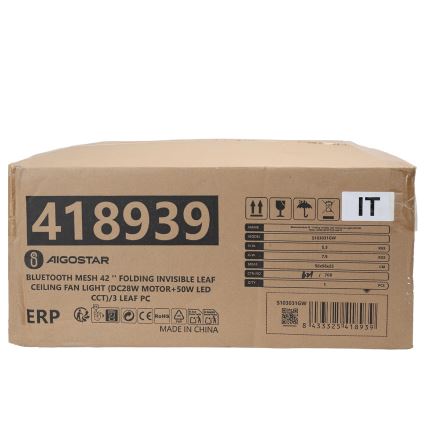 Aigostar - LED Loftlampe med ventilator dæmpbar MESH LED/50W/230V 2700-6500K sort + fjernbetjening