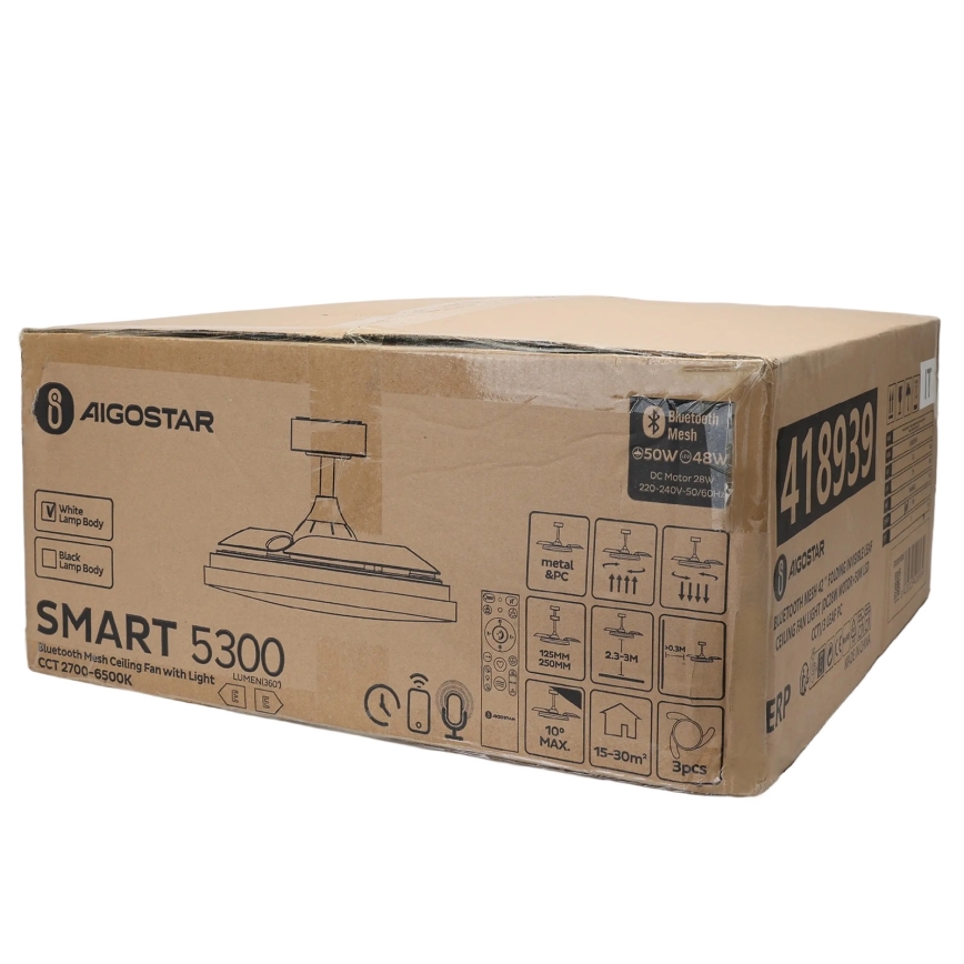 Aigostar - LED Loftlampe med ventilator dæmpbar MESH LED/50W/230V 2700-6500K sort + fjernbetjening