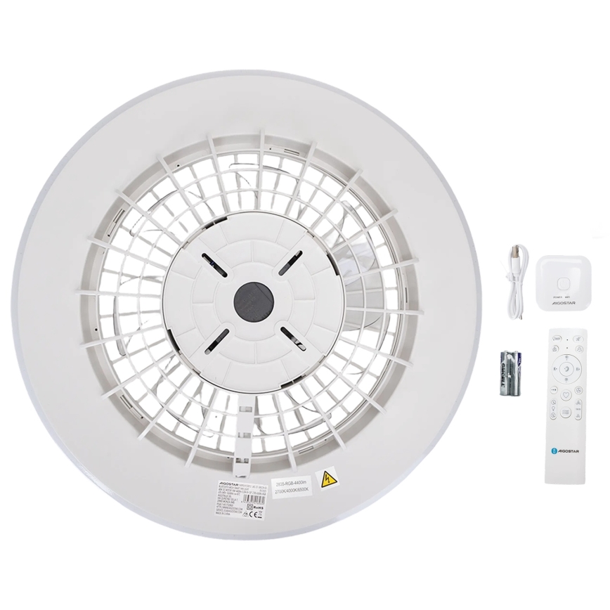 Aigostar - LED loftlampe med ventilator og RGB-farver dæmpbar MESH LED/40W/230V 2700-6500K hvid + fjernbetjening