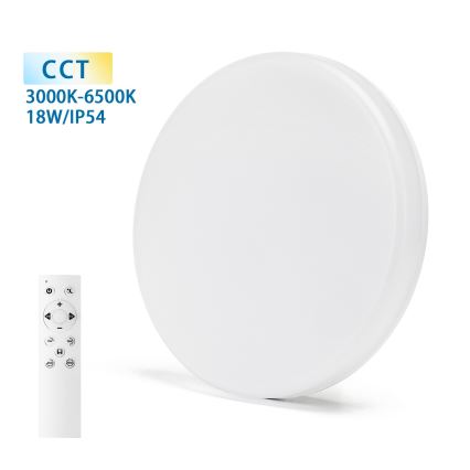 Aigostar - LED loftlampe til badeværelse dæmpbar LED/18W/230V 3000-6000K IP54 + fjernbetjening