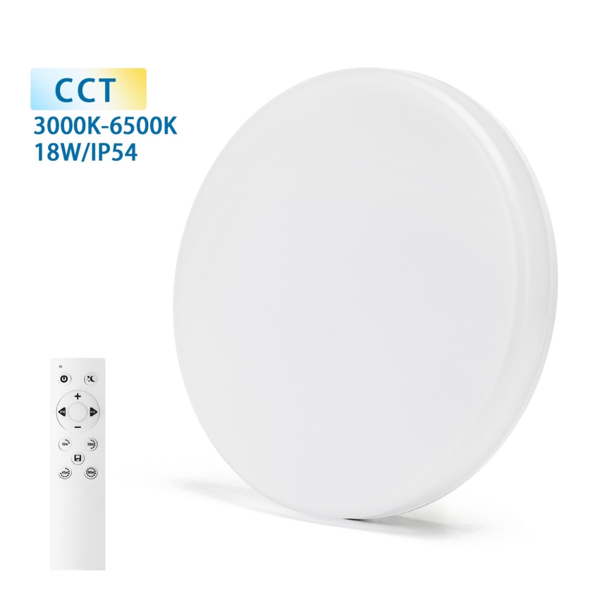 Aigostar - LED loftlampe til badeværelse dæmpbar LED/18W/230V 3000-6000K IP54 + fjernbetjening