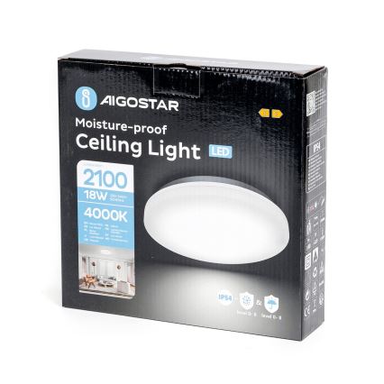 Aigostar - LED loftlampe til badeværelse LED/18W/230V 4000K IP54