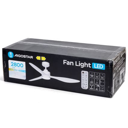 Aigostar - LED loftventilator dæmpbar LED/20W/230V 2700-6500K 132 cm hvid + fjernbetjening