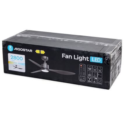 Aigostar - LED loftventilator dæmpbar LED/20W/230V 2700-6500K 132 cm sort + fjernbetjening