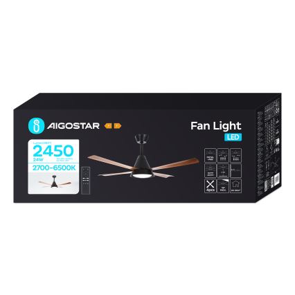 Aigostar - LED loftventilator dæmpbar LED/24W/230V 2700-6500K 132cm + fjernbetjening