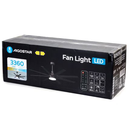 Aigostar - LED loftventilator dæmpbar LED/24W/230V 2700-6500K 165 cm sort + fjernbetjening