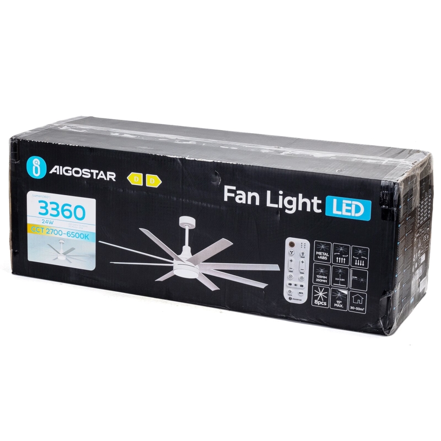 Aigostar - LED loftventilator dæmpbar LED/24W/230V 2700-6500K diameter 165 cm + fjernbetjening hvid
