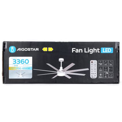 Aigostar - LED loftventilator dæmpbar LED/24W/230V 2700-6500K diameter 165 cm + fjernbetjening hvid