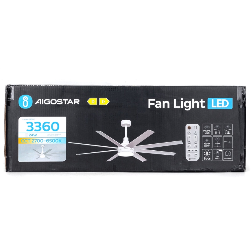 Aigostar - LED loftventilator dæmpbar LED/24W/230V 2700-6500K diameter 165 cm + fjernbetjening hvid