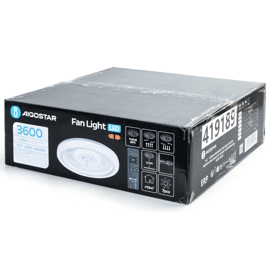 Aigostar - LED loftventilator dæmpbar LED/40W/230V 2700/4000/6500K diameter 50 cm + fjernbetjening hvid
