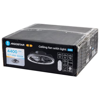 Aigostar - LED loftventilator dæmpbar LED/40W/230V 2700-6500K diameter 48 cm + fjernbetjening sort