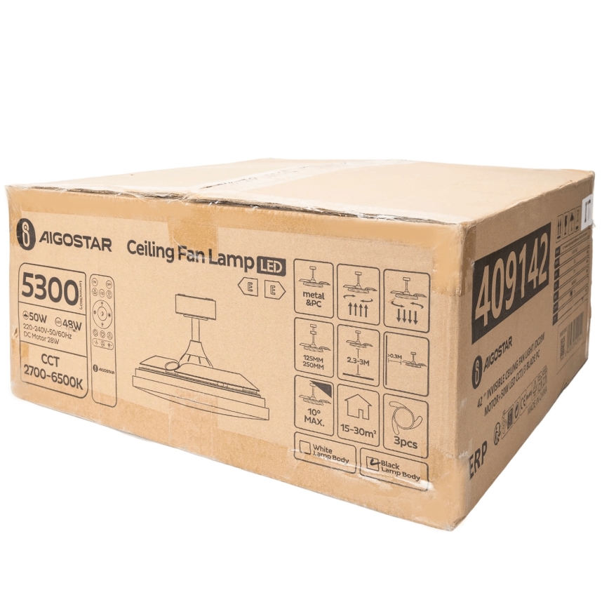 Aigostar - LED loftventilator dæmpbar LED/50W/230V 2700-6500K 106 cm sort + fjernbetjening