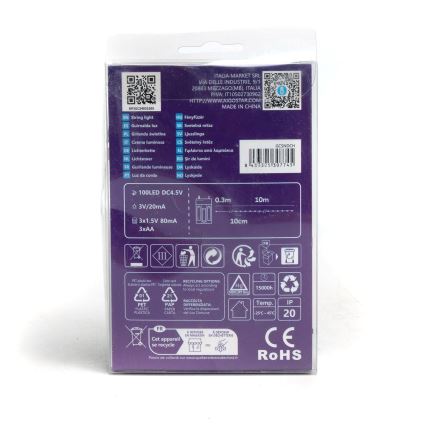 Aigostar - LED-lyskæde 100x LED/3x AA 10,3 m kold hvid