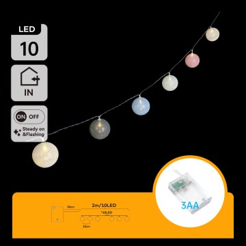 Aigostar - LED-lyskæde 10xLED/3xAA 2m varm hvid