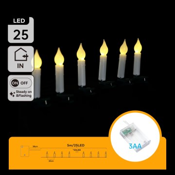 Aigostar - LED lyskæde 25xLED/3xAA 5 m varm hvid