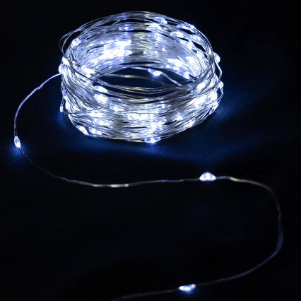 Aigostar - LED udendørs lyskæde 50xLED/3xAA 5,3 m kold hvid