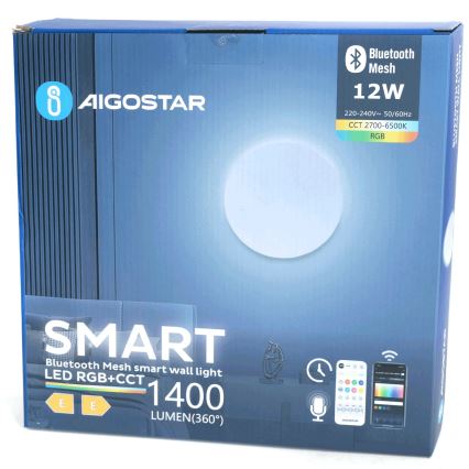 Aigostar - LED m. RGBW-farver Væglampe dæmpbar MESH Smart LED/12W/230V 2700-6500K hvid + fjernbetjening