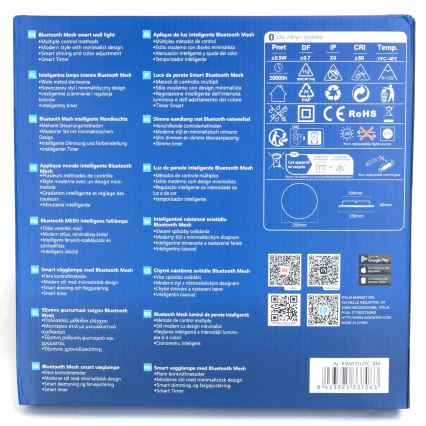 Aigostar - LED m. RGBW-farver Væglampe dæmpbar MESH Smart LED/12W/230V 2700-6500K hvid + fjernbetjening