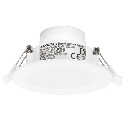 Aigostar - LED m. RGBW-farver Indbygningslampe til badeværelse dæmpbar MESH Smart LED/3W/230V 2700-6500K IP44