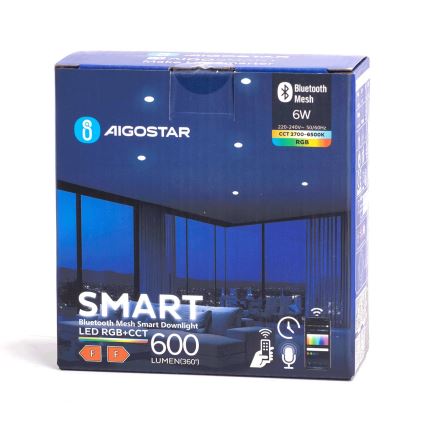 Aigostar - LED m. RGBW-farver Dæmpbar kupelnové Indbygningslampe MESH Smart LED/6W/230V 2700-6500K IP44