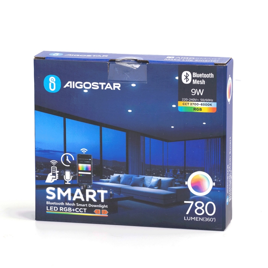 Aigostar - LED m. RGBW-farver Indbygningslampe til badeværelse dæmpbar MESH Smart LED/9W/230V 2700-6500K IP44