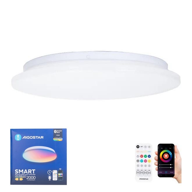 Aigostar - LED m. RGBW-farver Loftlampe til badeværelse dæmpbar MESH Smart LED/18W/230V 3000-6500K IP44 + fjernbetjening