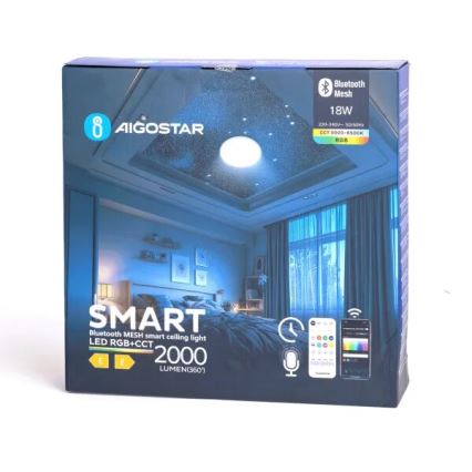 Aigostar - LED m. RGBW-farver Loftlampe til badeværelse dæmpbar MESH Smart LED/18W/230V 3000-6500K IP44 + fjernbetjening