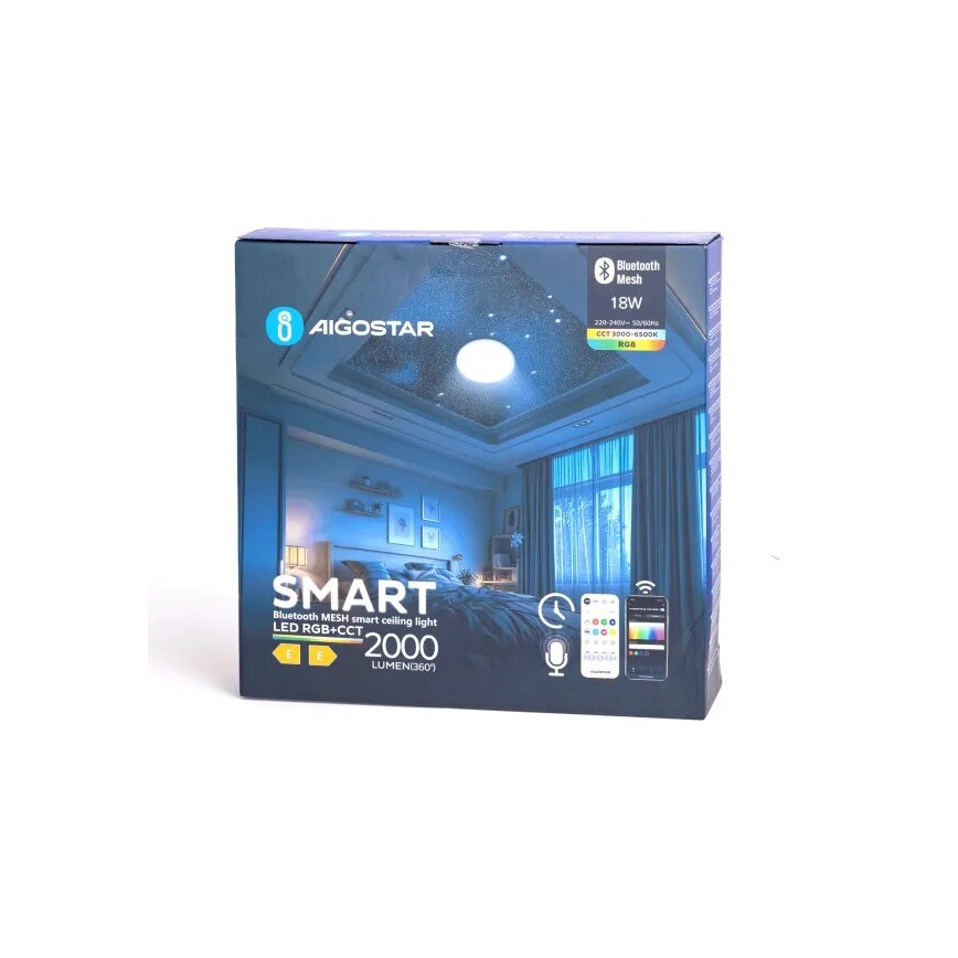Aigostar - LED m. RGBW-farver Loftlampe til badeværelse dæmpbar MESH Smart LED/18W/230V 3000-6500K IP44 + fjernbetjening