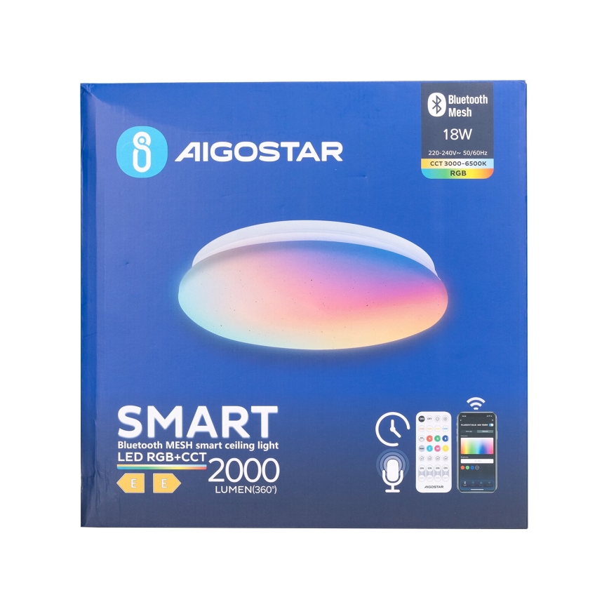 Aigostar - LED m. RGBW-farver Loftlampe til badeværelse dæmpbar MESH Smart LED/18W/230V 3000-6500K IP44 + fjernbetjening