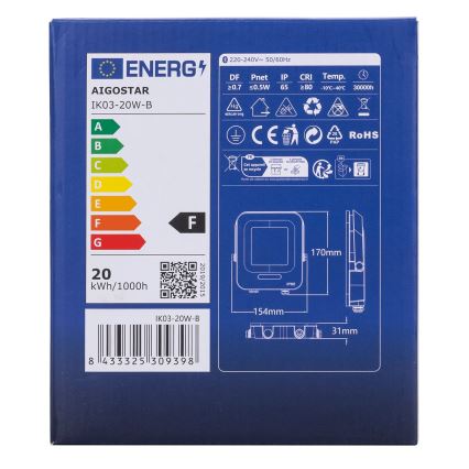 Aigostar - LED m. RGBW-farver Projektør dæmpbar MESH Smart LED/20W/230V 6500K IP65 + fjernbetjening