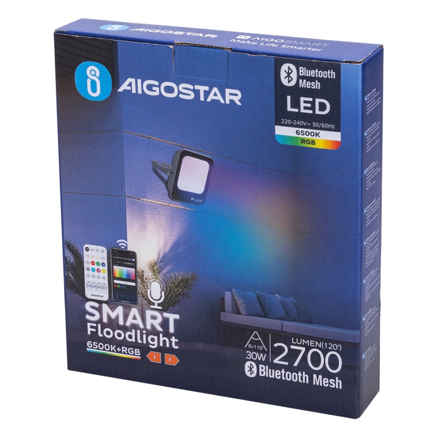 Aigostar - LED m. RGBW-farver Projektør dæmpbar MESH Smart LED/30W/230V 6500K IP65 + fjernbetjening
