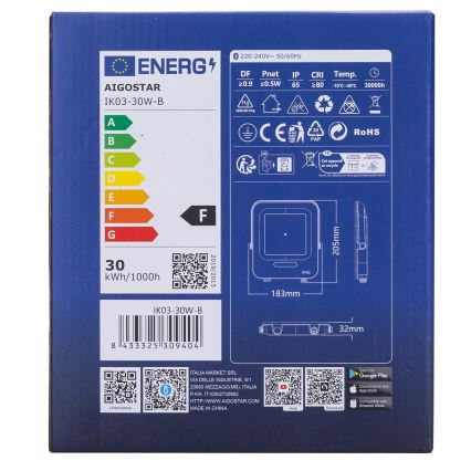 Aigostar - LED m. RGBW-farver Projektør dæmpbar MESH Smart LED/30W/230V 6500K IP65 + fjernbetjening