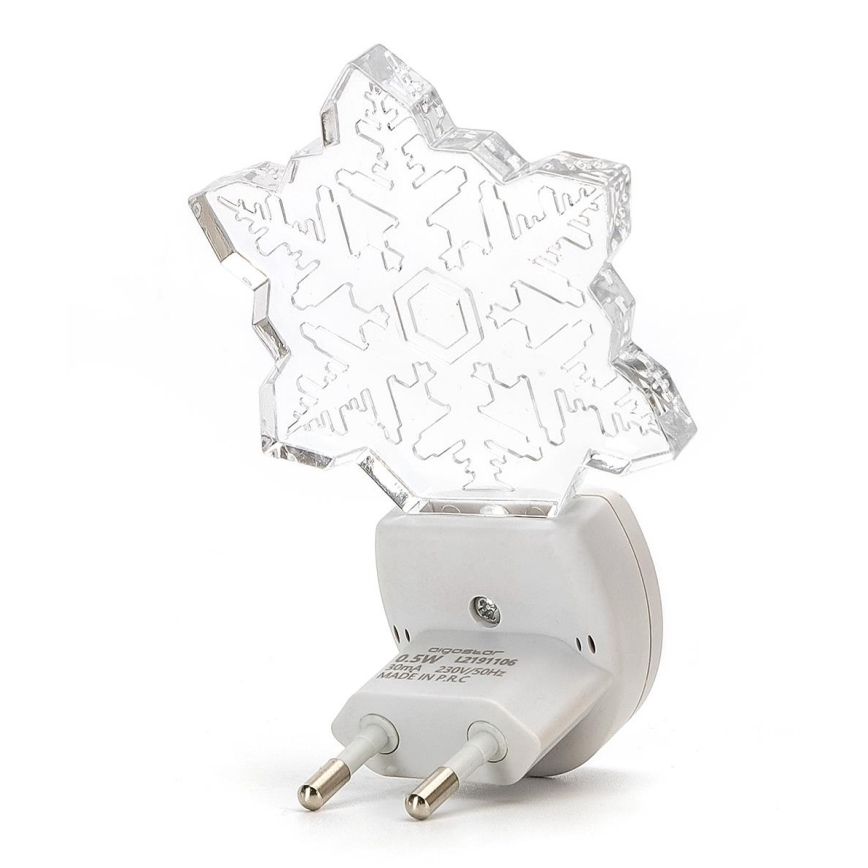 Aigostar - LED natlampe med RGB-farver og skumringssensor LED/0,5W/230V snefnug