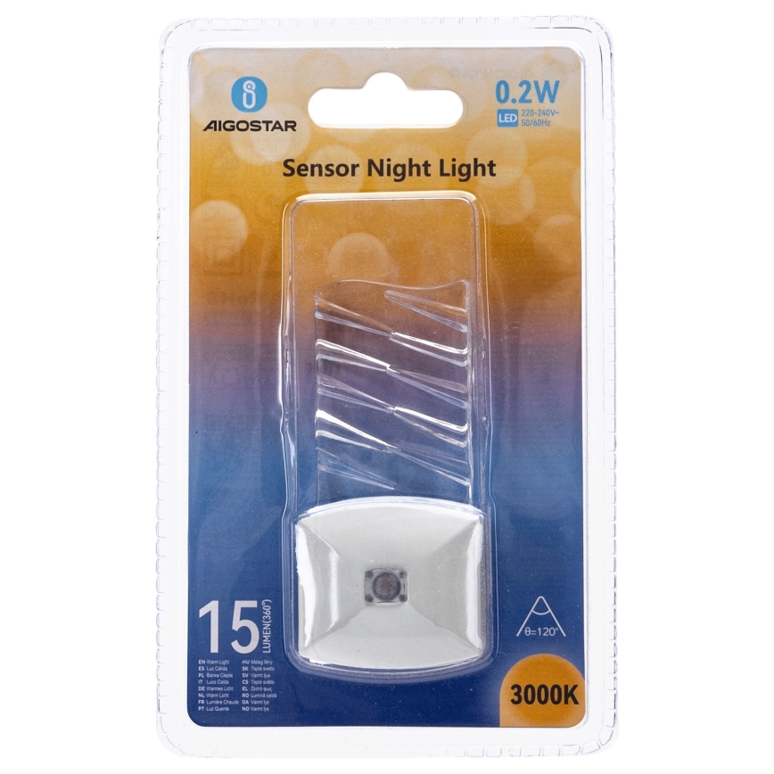 Aigostar - LED natlampe med skumringssensor LED/0,2W/230V 3000K
