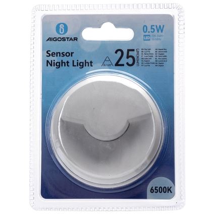 Aigostar - LED natlampe med skumringssensor LED/0,5W/230V 6500K