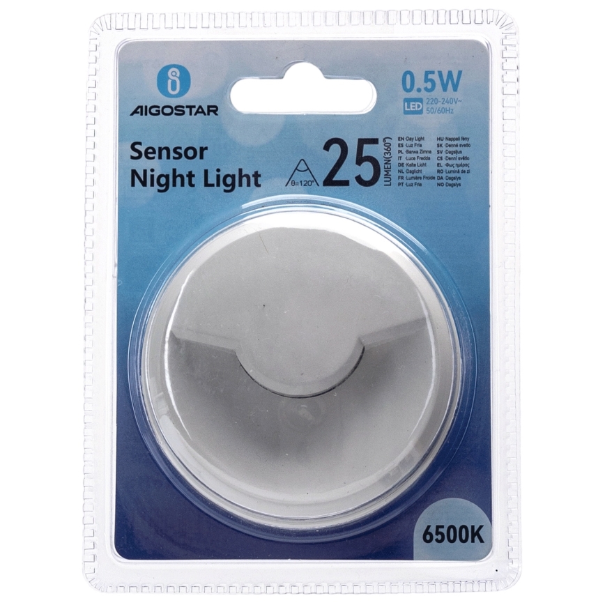 Aigostar - LED natlampe med skumringssensor LED/0,5W/230V 6500K