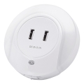 Aigostar - LED-natlampe med skumringssensor til stikkontakt med USB LED/0,4W/230V
