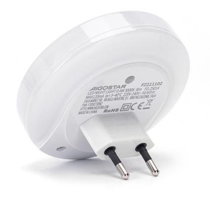 Aigostar - LED-natlampe med skumringssensor til stikkontakt med USB LED/0,4W/230V