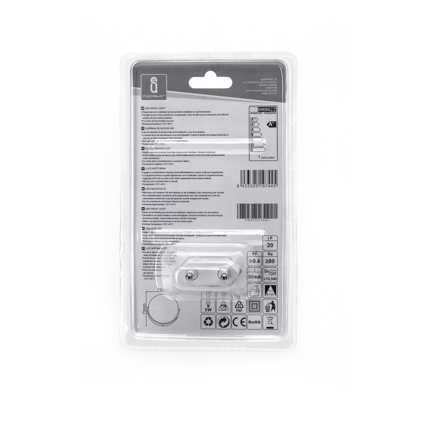 Aigostar - LED nattelampe med skumringssensor LED/1W/230V 6500K rund