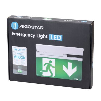 Aigostar - LED nødlampe EMERGENCY EXIT LED/3,6W/230V 6500K 500mAh