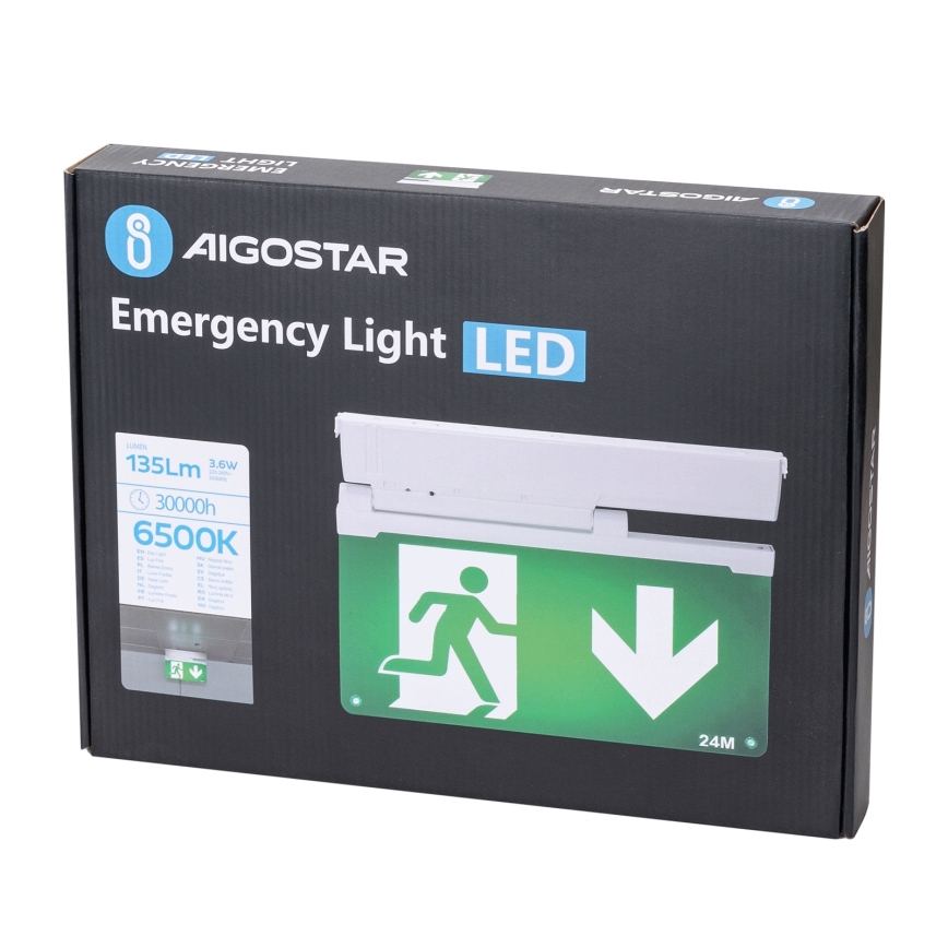 Aigostar - LED nødlampe EMERGENCY EXIT LED/3,6W/230V 6500K 500mAh