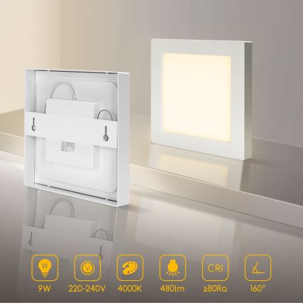 Aigostar - LED overflademonteret loftarmatur LED/9W/230V 4000K 12,2x12,2 cm hvid