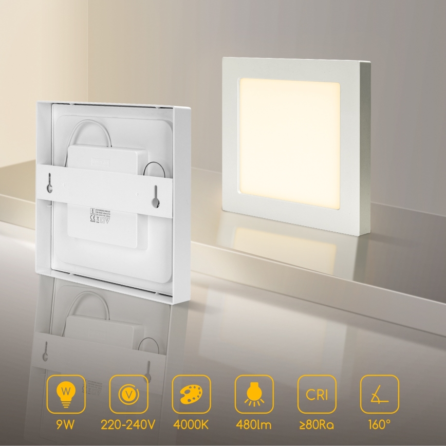 Aigostar - LED overflademonteret loftarmatur LED/9W/230V 4000K 12,2x12,2 cm hvid