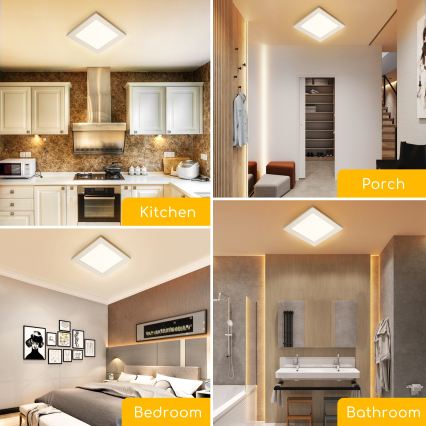 Aigostar - LED overflademonteret loftlampe, 6 W, 230 V, 3000 K, 12,2 x 12,2 cm, hvid