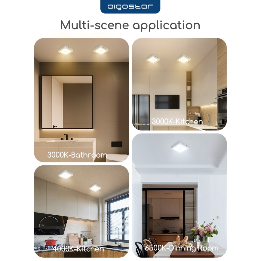 Aigostar - LED overflademonteret loftlampe LED/18W/230V 3000K 22,6x22,6 cm hvid