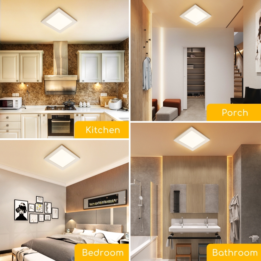 Aigostar - LED overflademonteret loftlampe LED/9W/230V 3000K 12,2x12,2 cm hvid